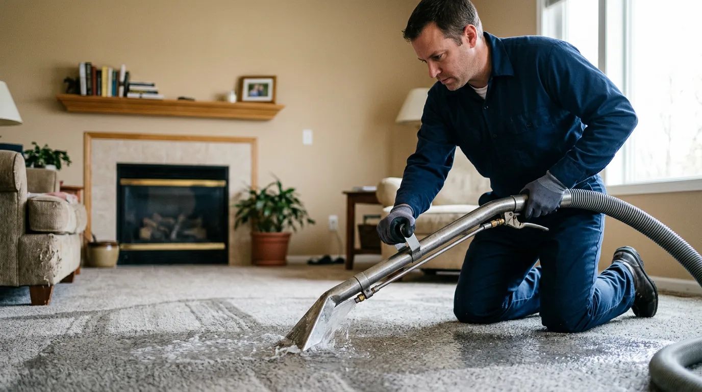 Water damage restoration technician working near Mattoon, WI